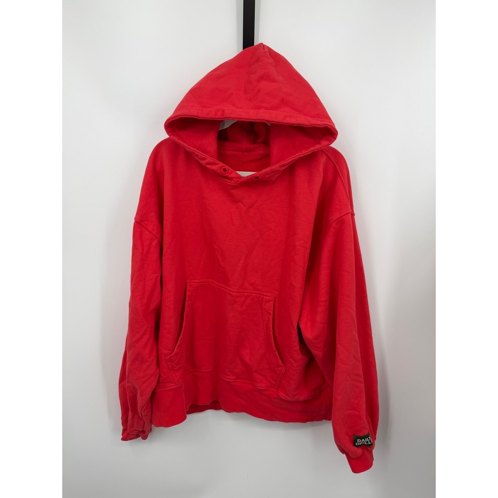 Daily Drills Hoodie Women M/L Coral Red Oversized Pullover Sweatshirt